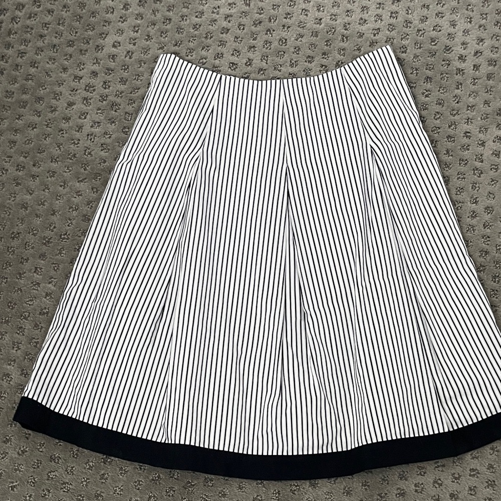 Talbots Black and White Striped A-Line Skirt
